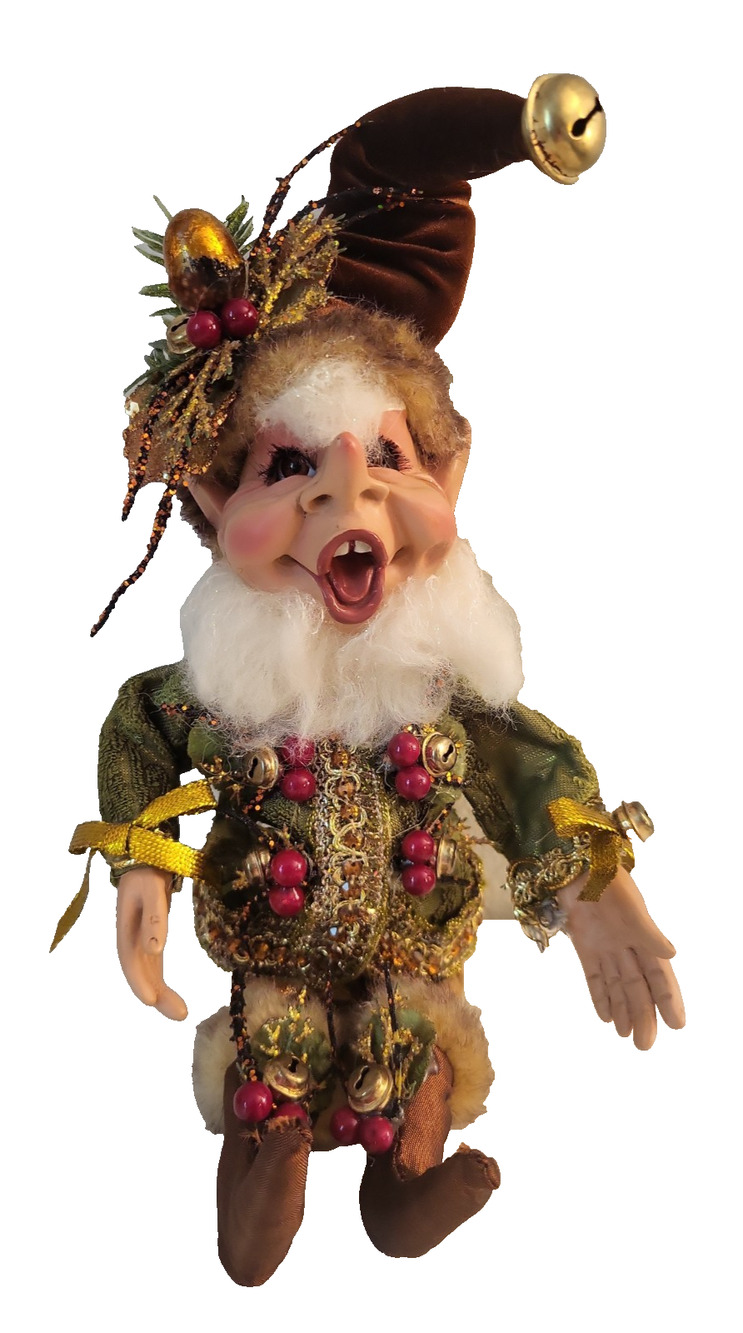 Mark Roberts Hollyberry Elf ~ SMALL approx 10" high sitting Open Eyes Open Mouth